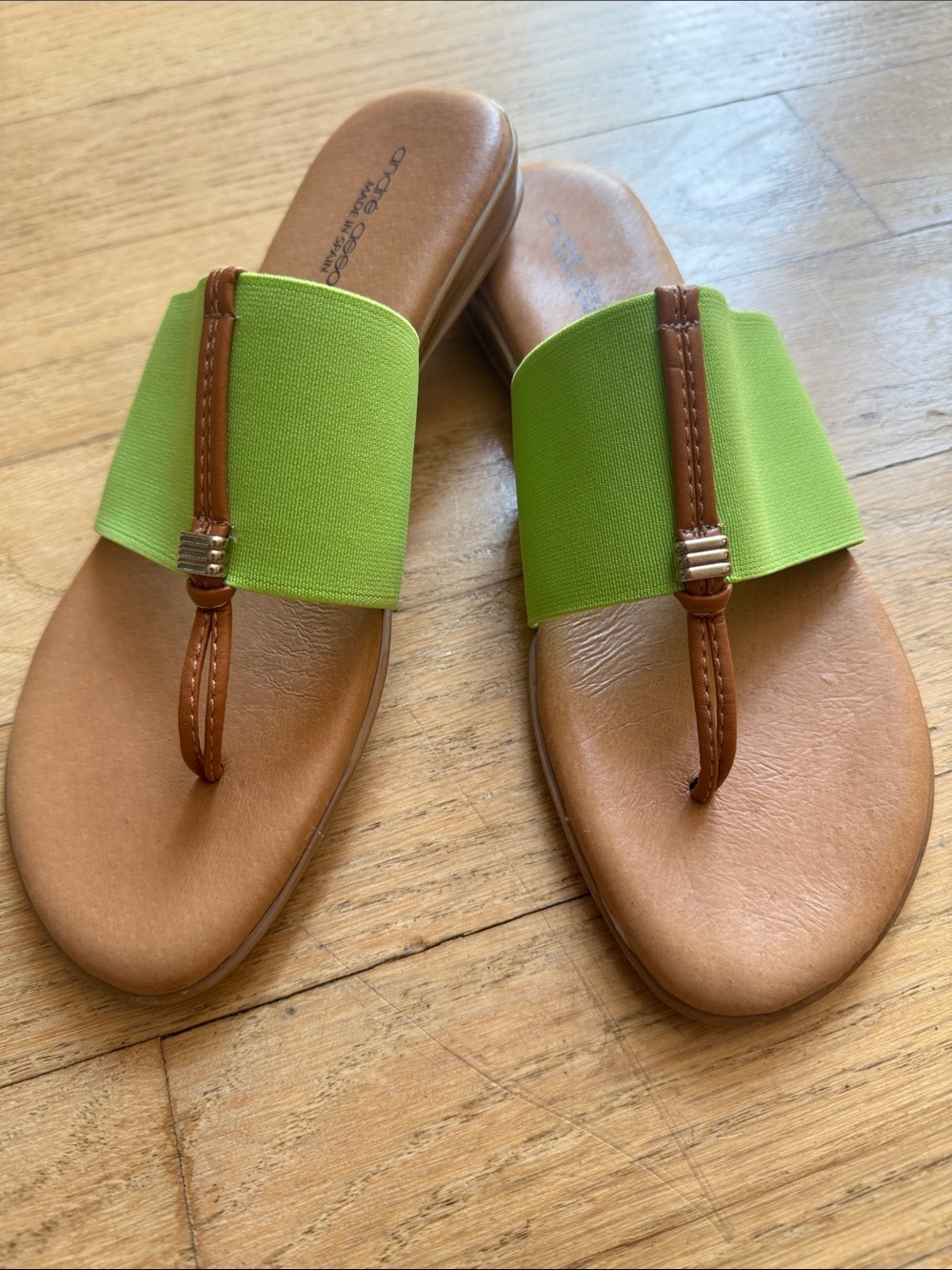 Andre Assous Nice Style Lime Green Slide Sandal, size 7